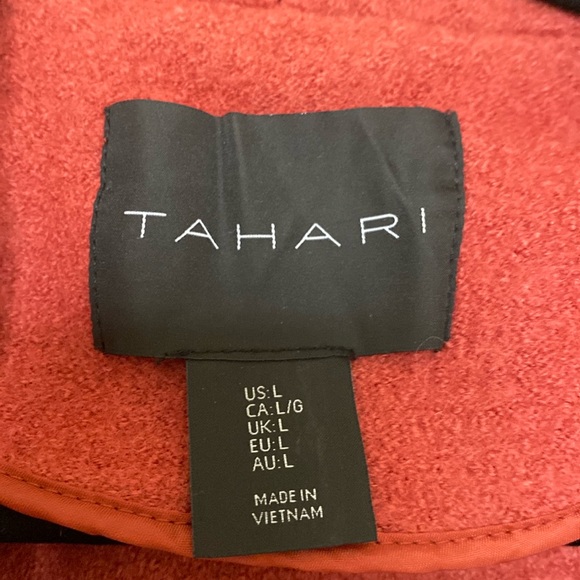 Tahari Wool Blend Open Front Raw
Seams Midi Length Coat Burnt Orange - Size L - Picture 3 of 8